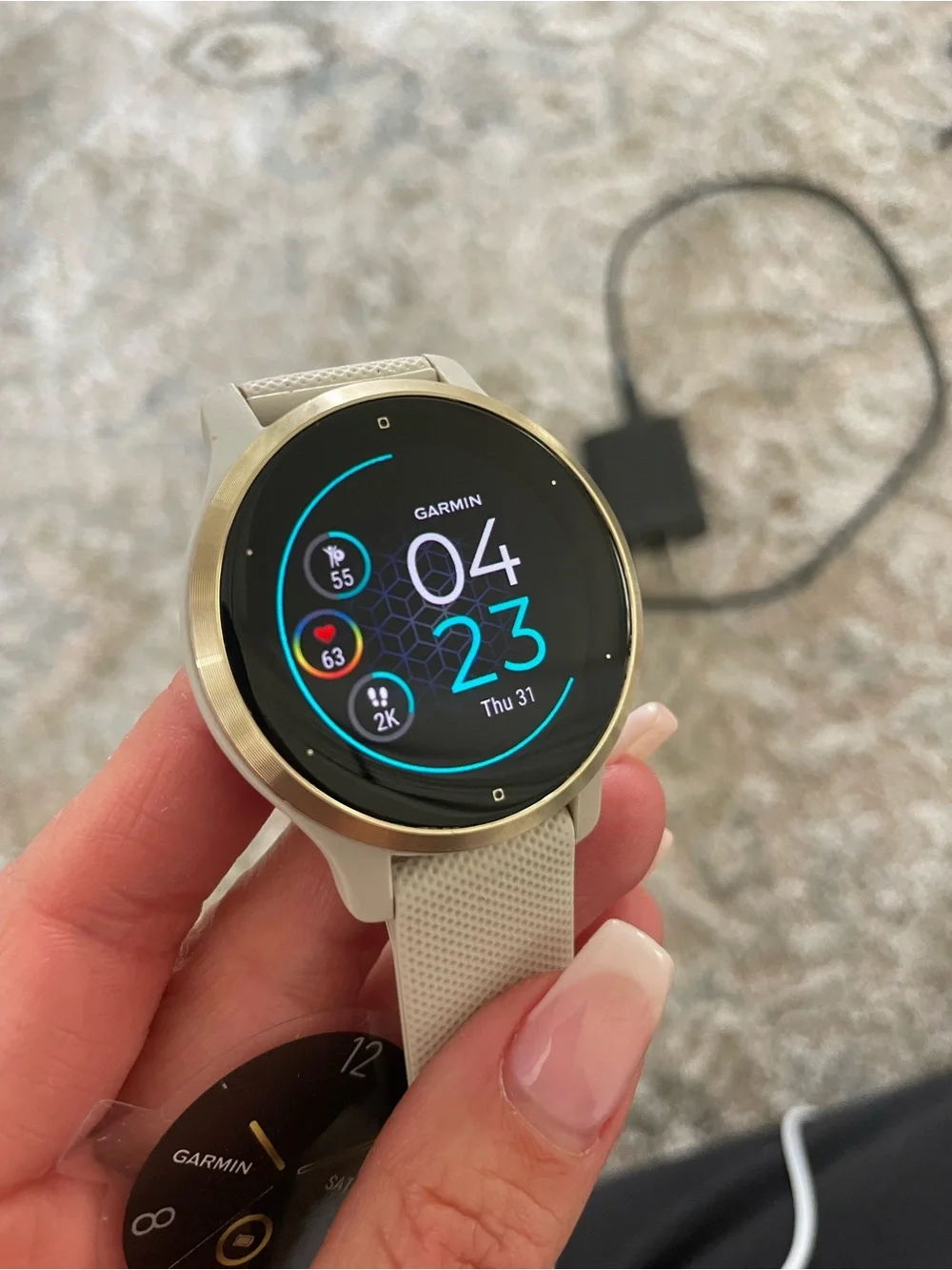 Garmin Venu 2S women’s Smartwatch - Light Sand Band with Light Gold Bezel 40mm